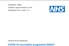 Enhanced Service Specification: COVID-19 vaccination programme 2020/21, NHS England V11.0 [Updated 9th September 2021]